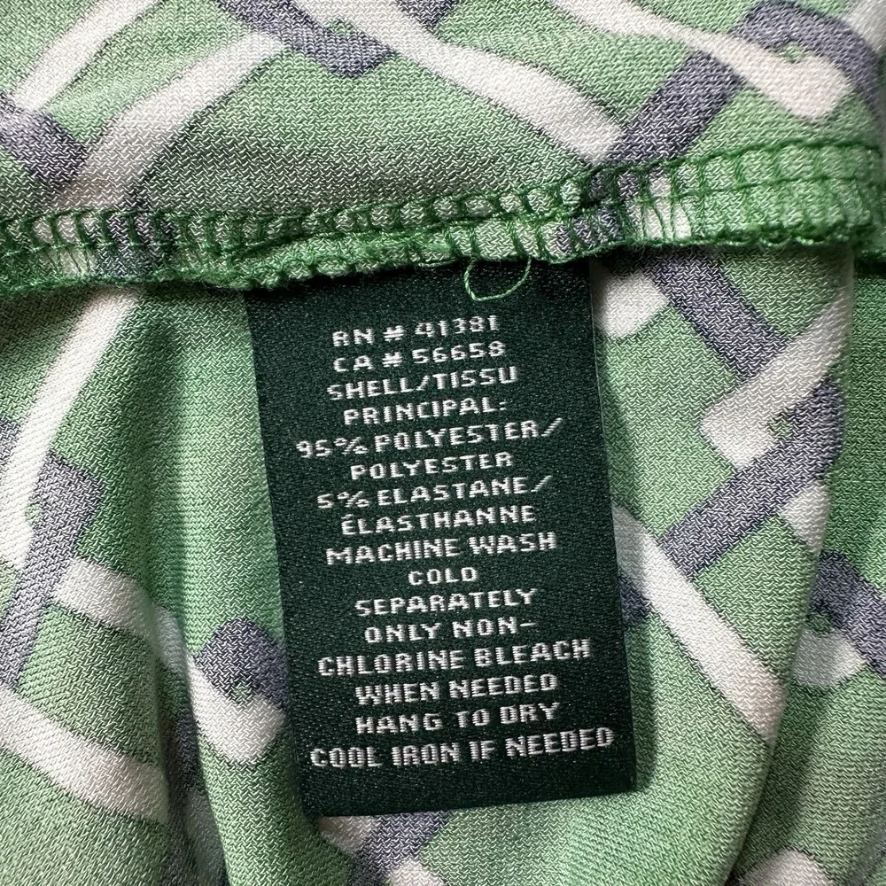 Lauren Ralph Lauren Ruched Sheath Dress Green Geometric Chain Print Womens 12